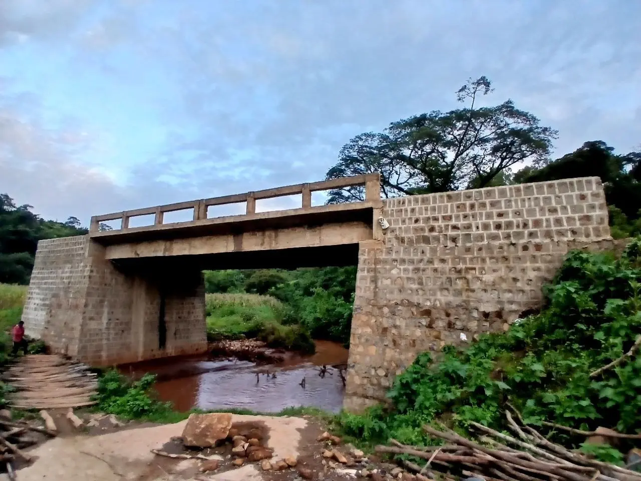 Completed Sariti bridge with stone masonry abutments